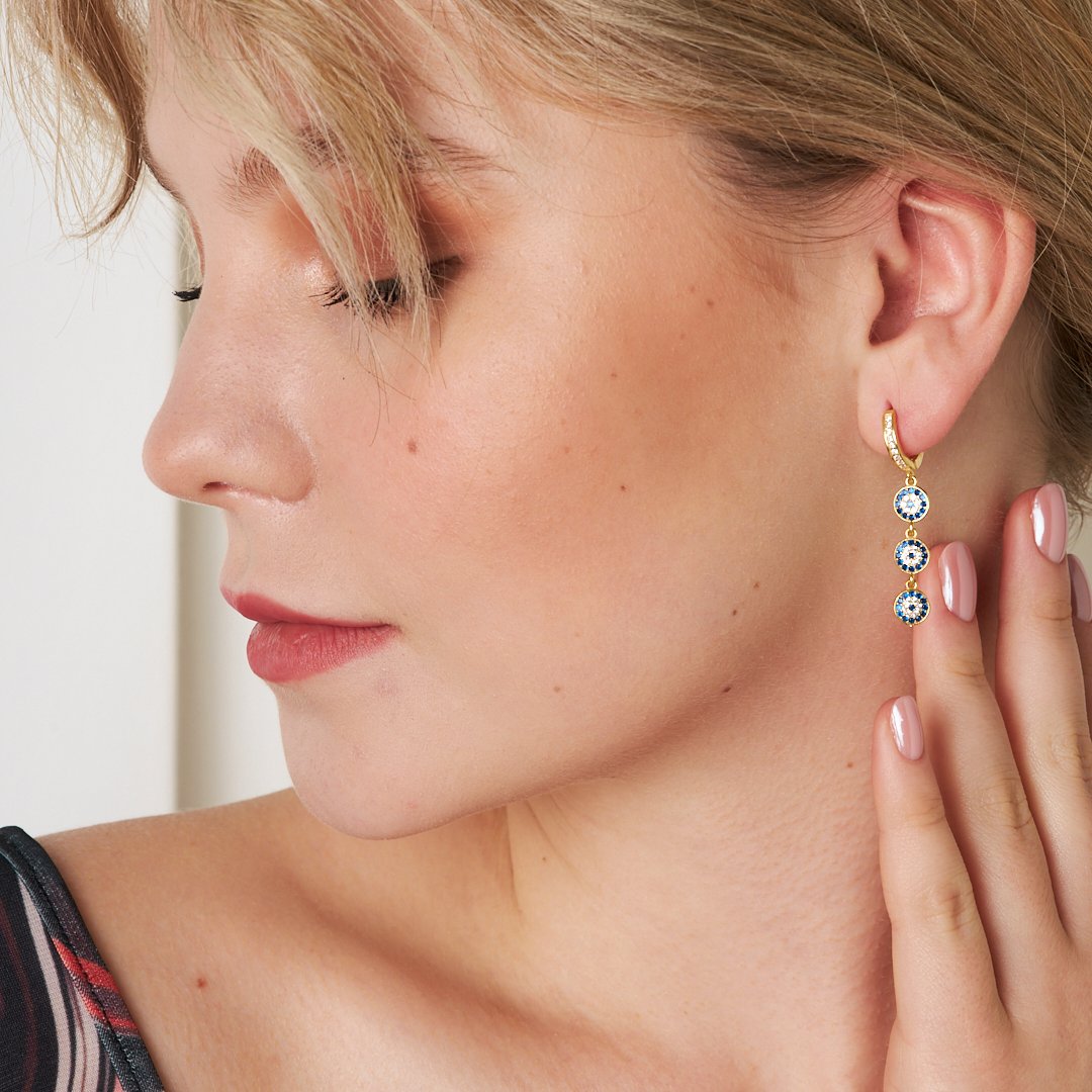 Sequential Evil Eye Earrings - 925 Silver