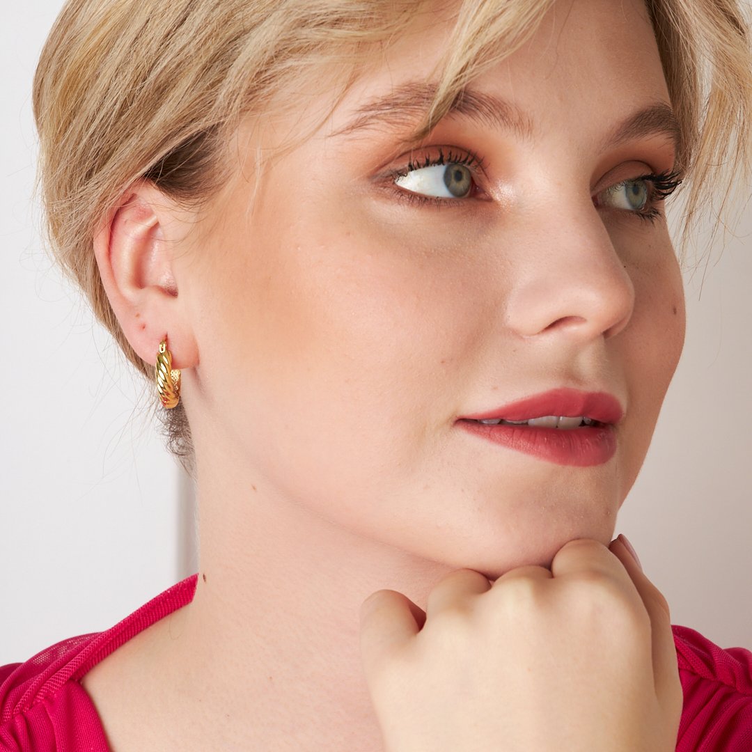 Thick Twisted Hoop Earrings - 925 SILVER