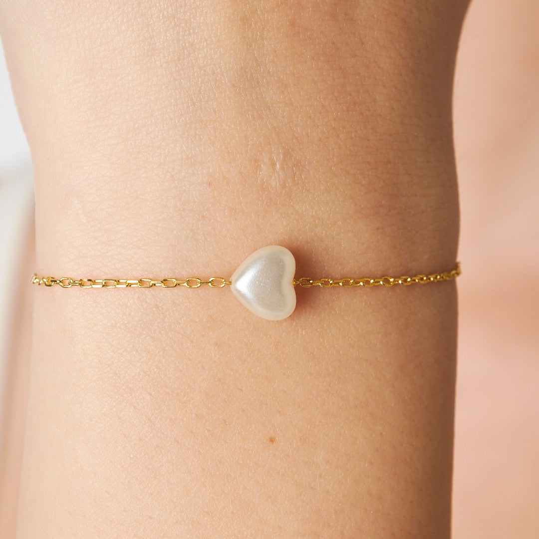 White Heart Bracelet - 925 SILVER