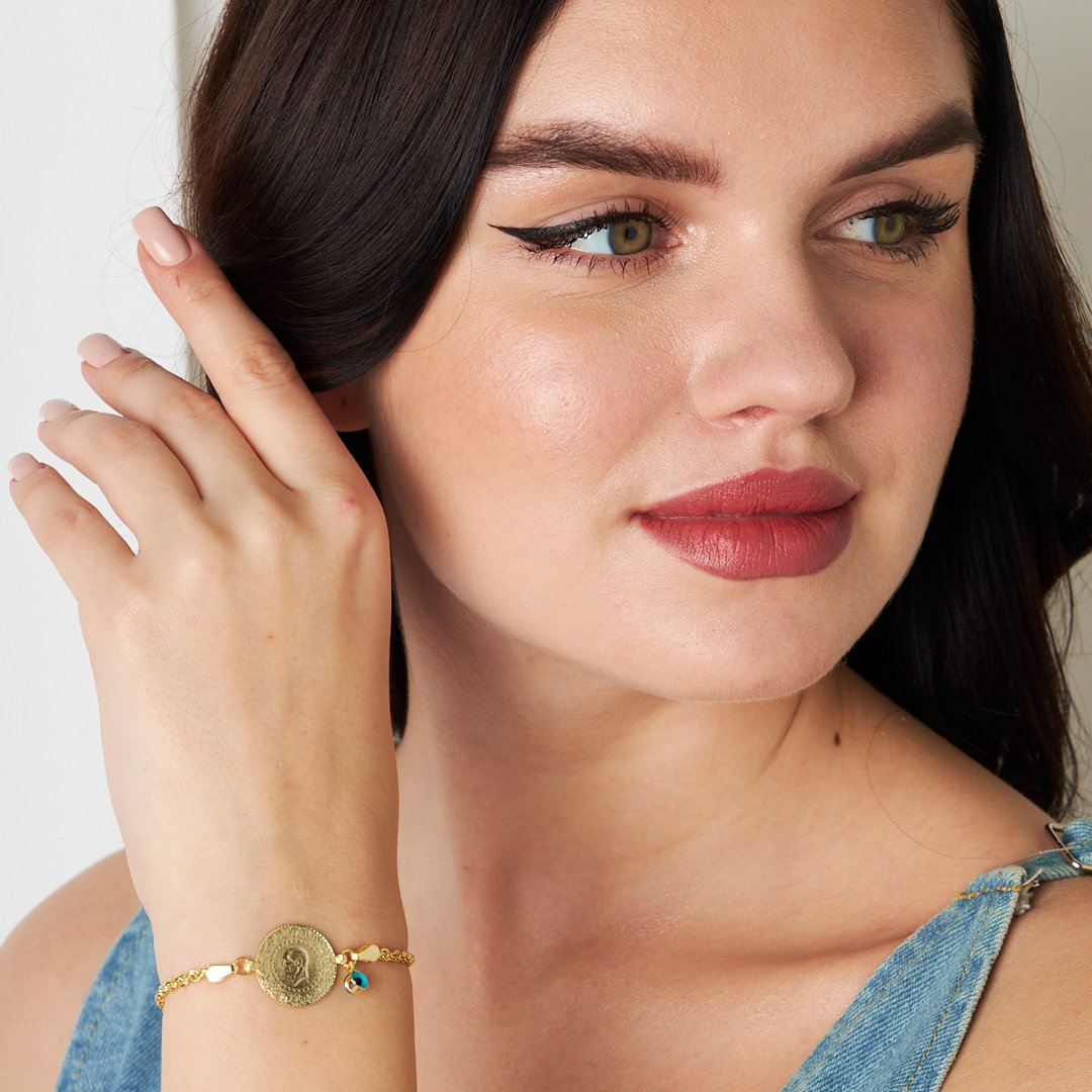 Evil Eye Quarter Twist Chain Bracelet - 925 SILVER