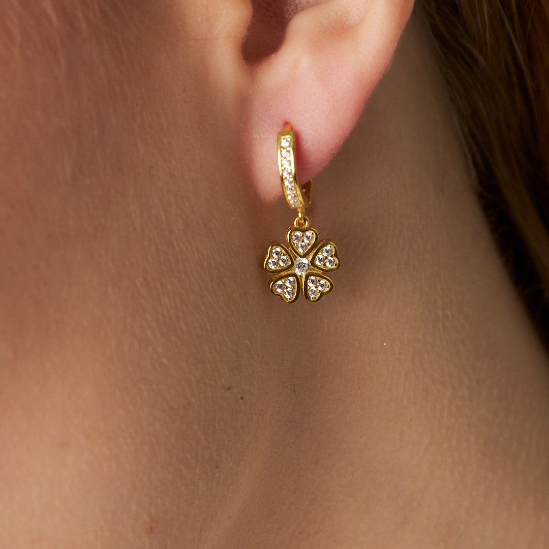 Zircon Stone Flower Earrings 2 - 925 SILVER