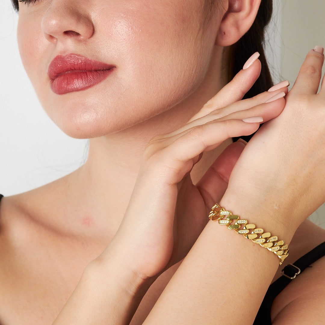 Half Gourmet Zirconium Bracelet - 925 SILVER