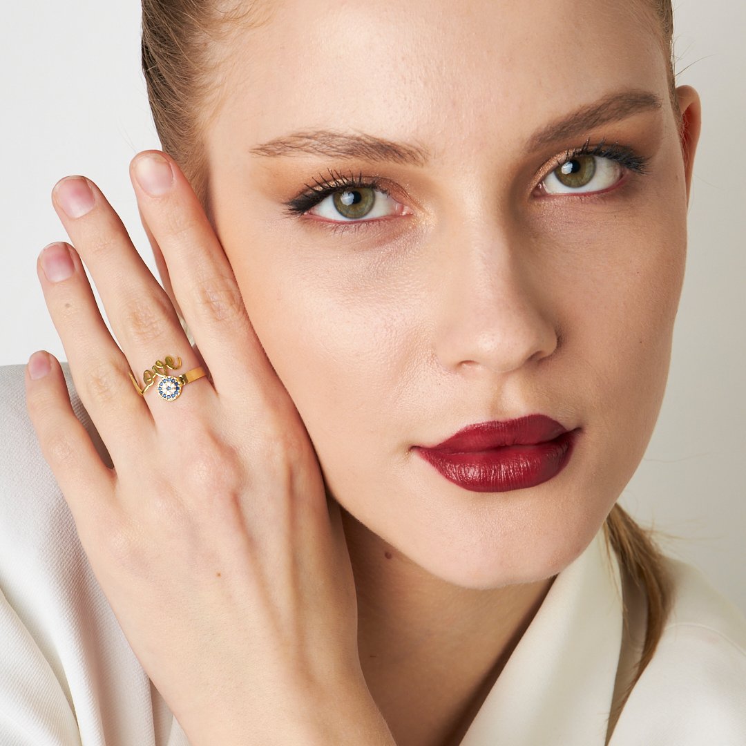 LOVE RING MIT NAZAR | 925 SILBER