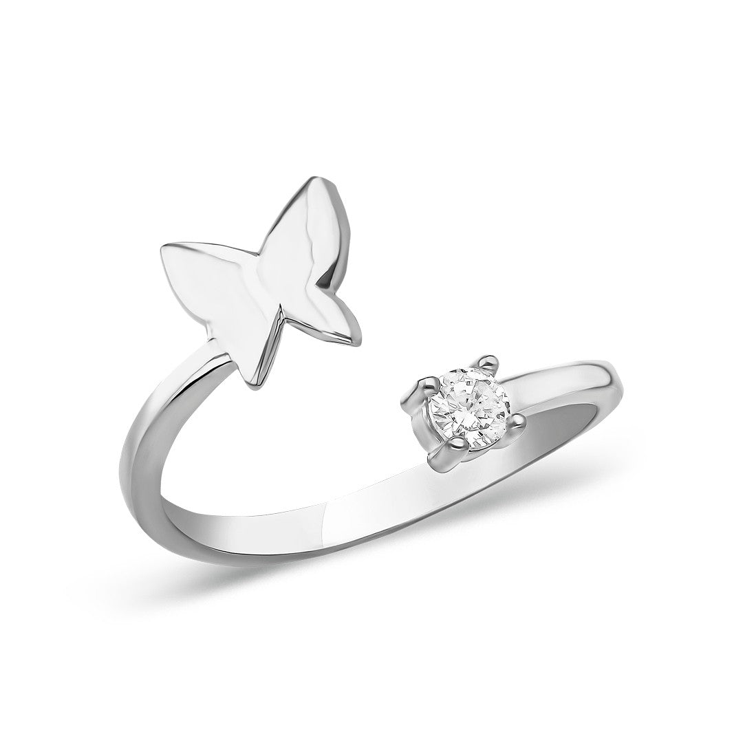 Single Stone Butterfly Ring - 925 SILVER