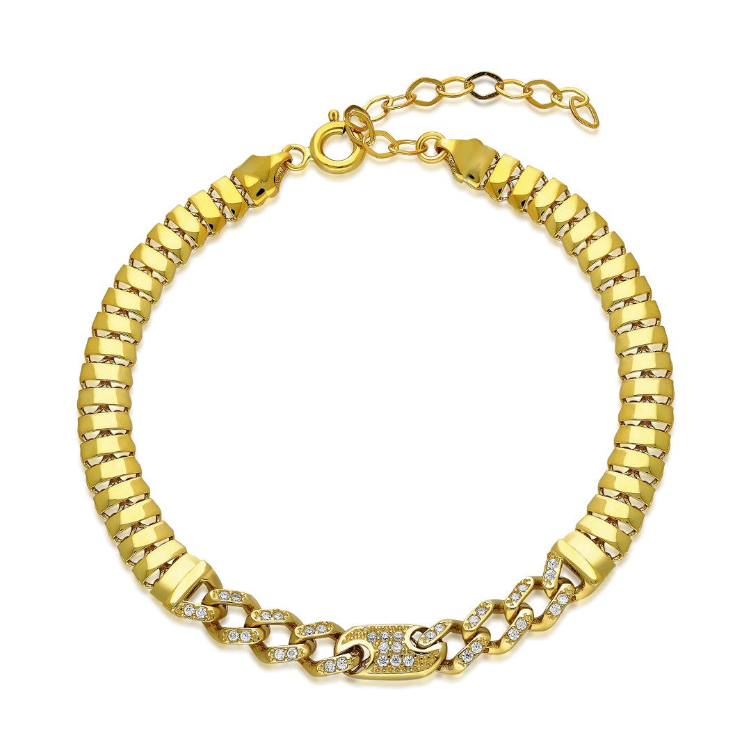 Gourmet Bracelet with Herringbone Buttons and Stones - 925 Silver