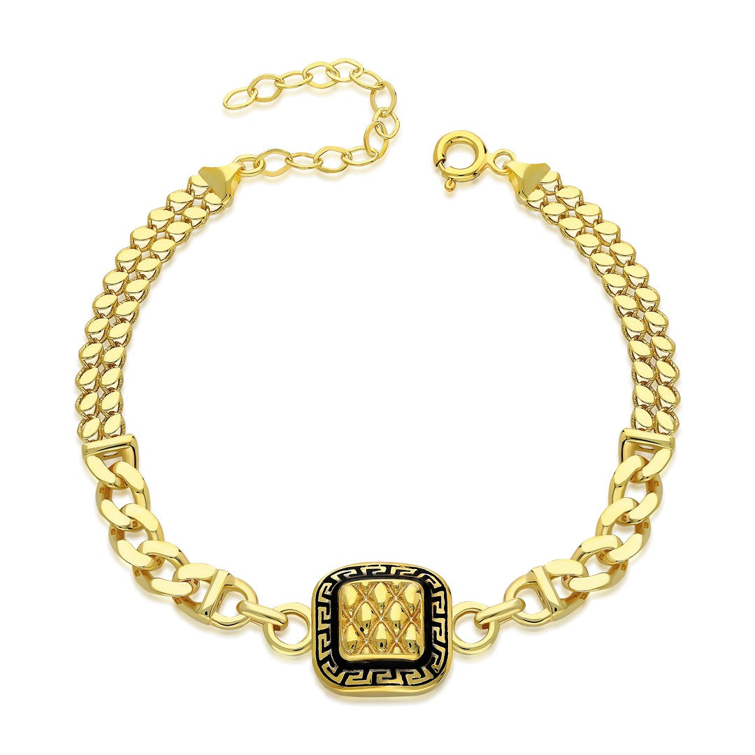 Colorful Square Double Chain Bracelet - 925 SILVER