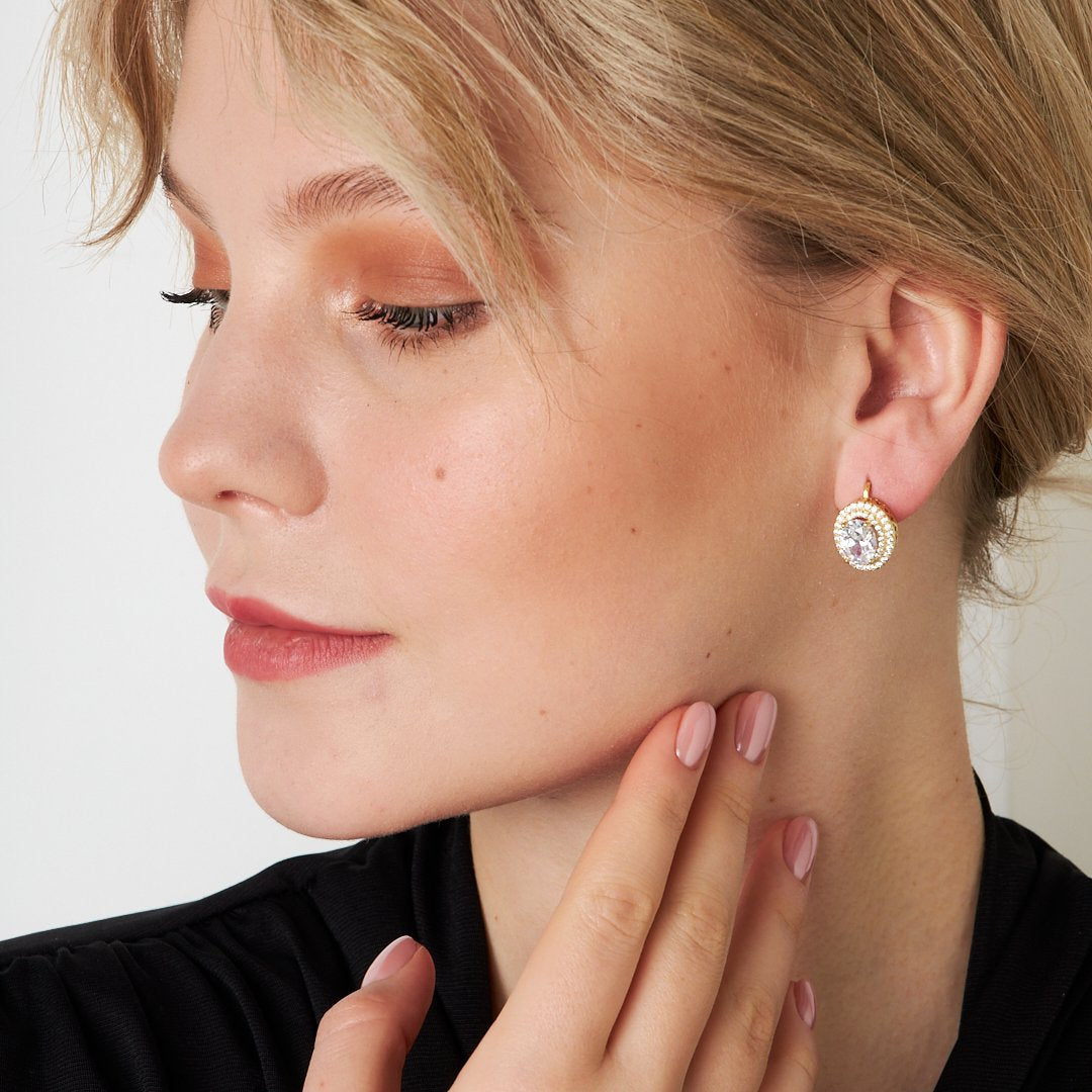 Shiny Diamond Earrings - 925 SILVER