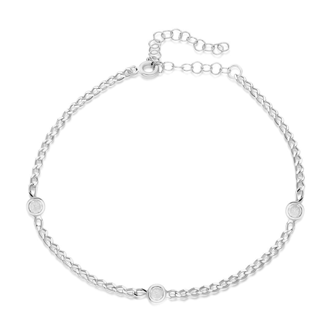 Small Stone Chain Bracelet - 925 SILVER