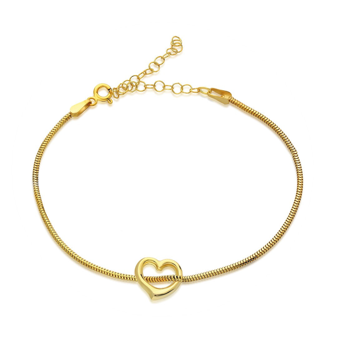 Tondo Chain Curved Heart Bracelet - 925 SILVER