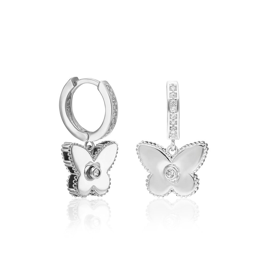 Single Stone Butterfly Earring - 925 SILVER