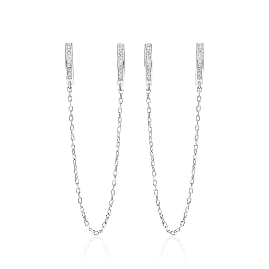 Stone Chain Earrings - 925 SILVER