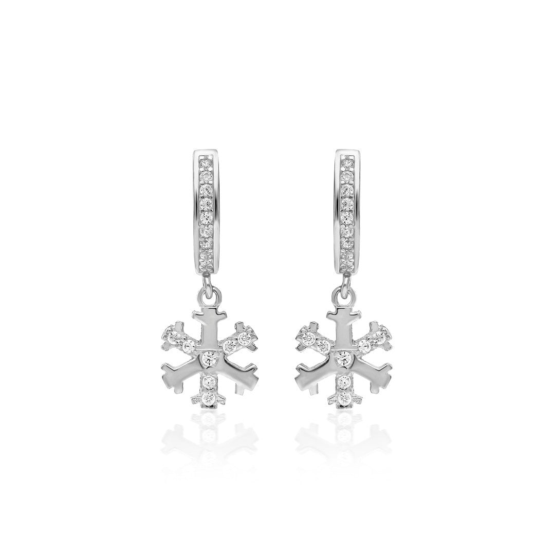 Snowflake Motif Earrings - 925 Silver