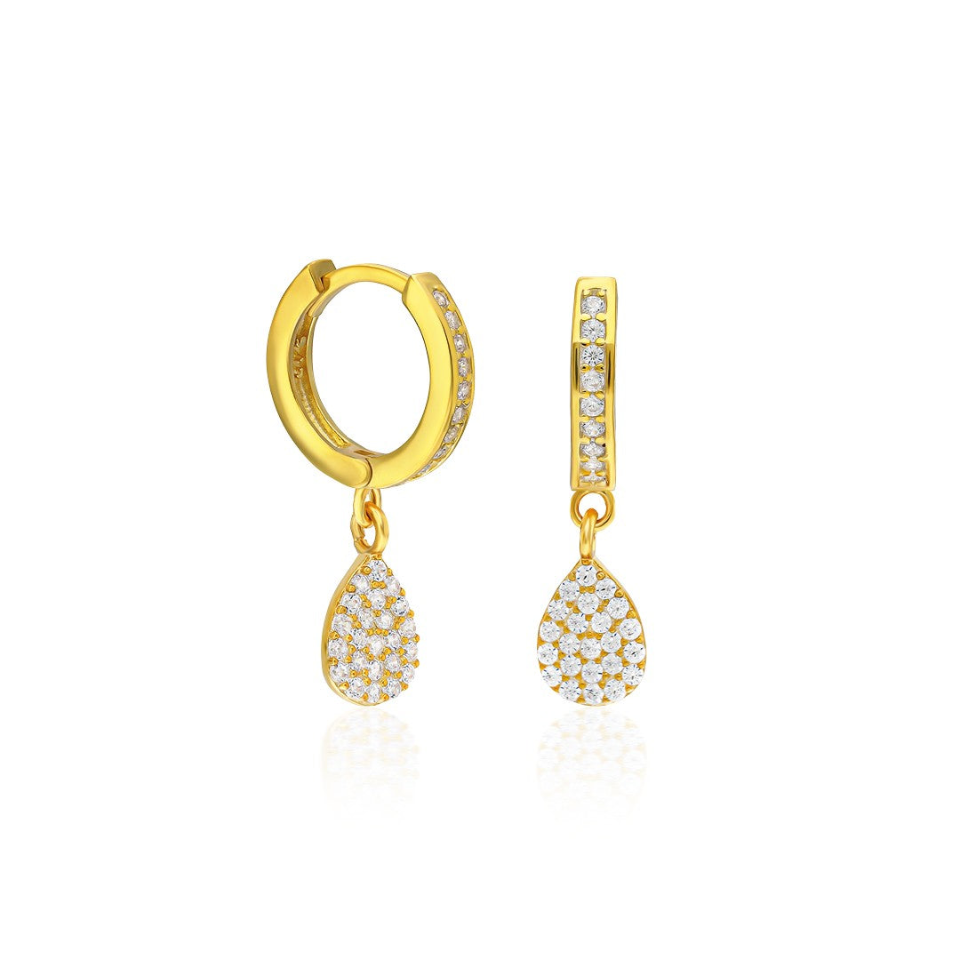 Stone Dangle Water Drop Earrings - 925 SILVER