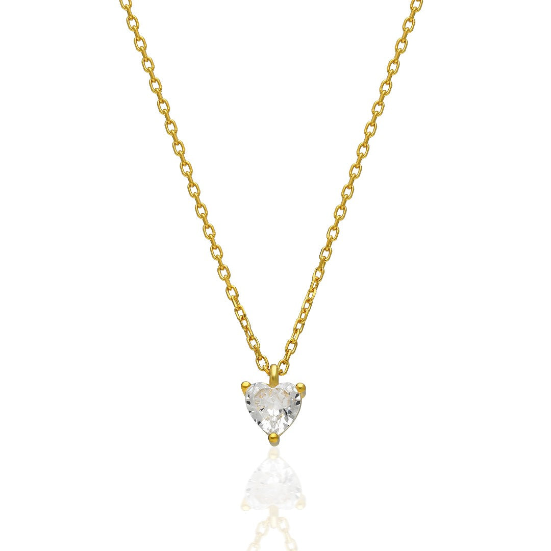 Stone Heart Design Necklace - 925 SILVER