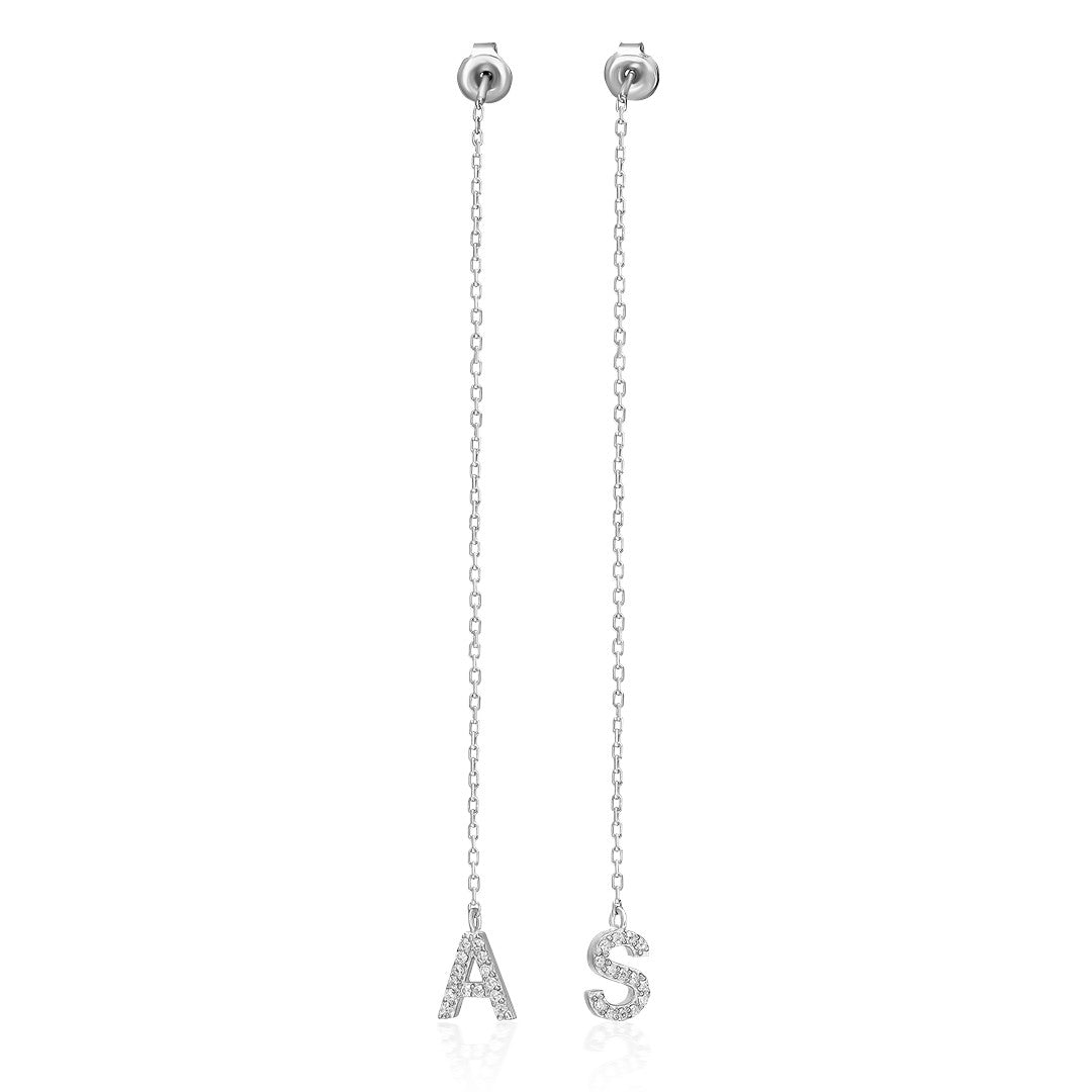 Zircon Stone Dangle Earrings - 925 SILVER