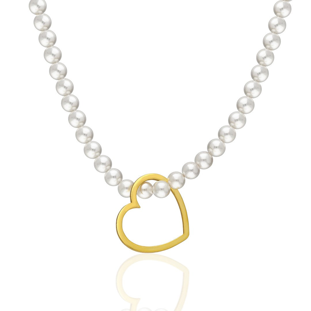 Pearl Heart Necklace - 925 Silver