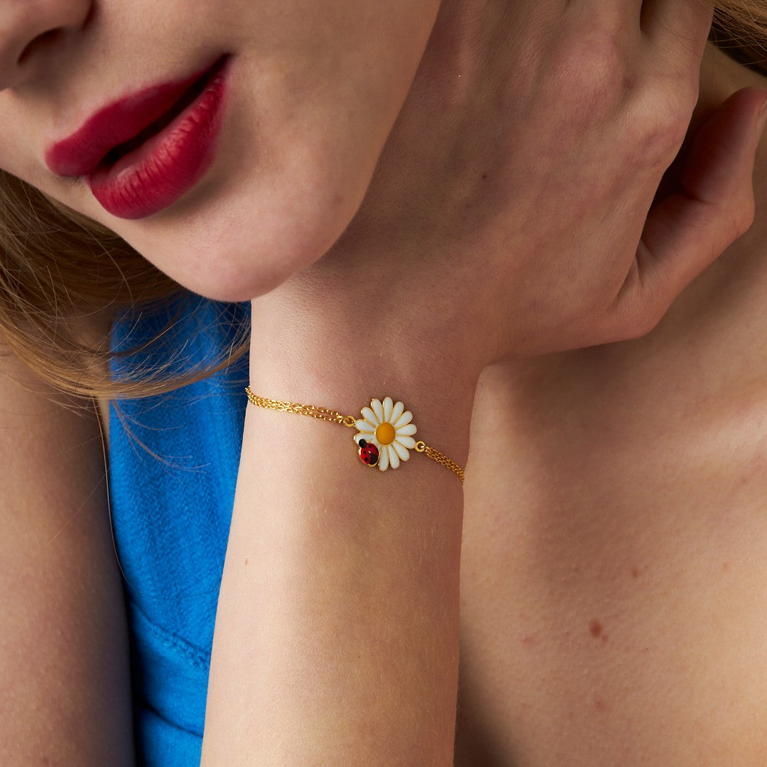 Ladybug Daisy Bracelet - 925 Silver