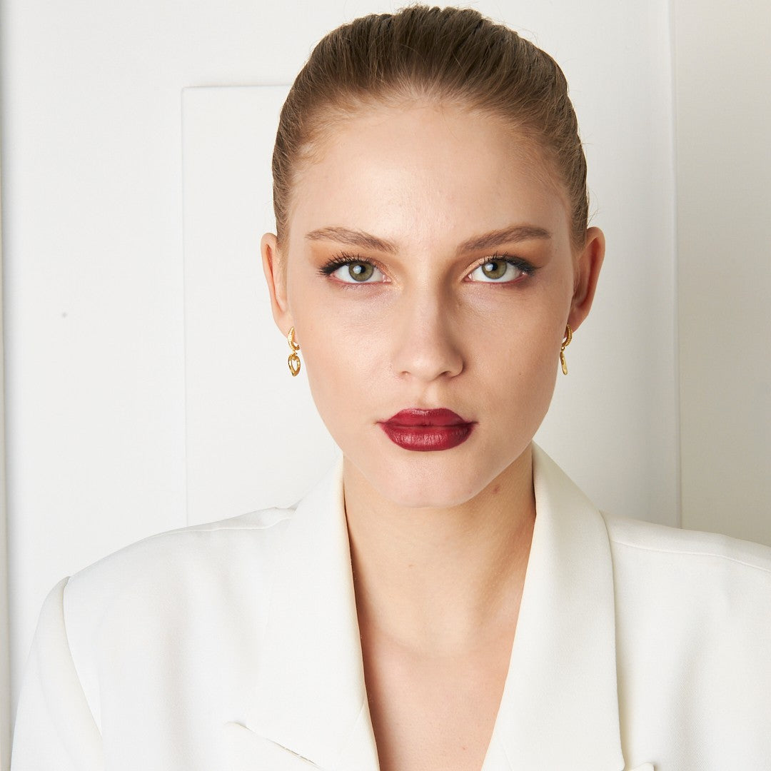 Curved Heart Earrings - 925 Silver