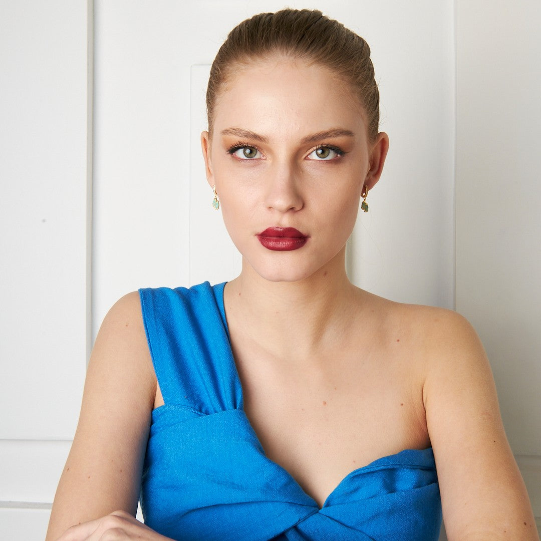 Stone Baby Foot Earrings - 925 Silver