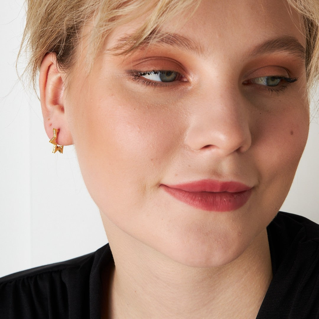 Stone Star Earrings - 925 SILVER