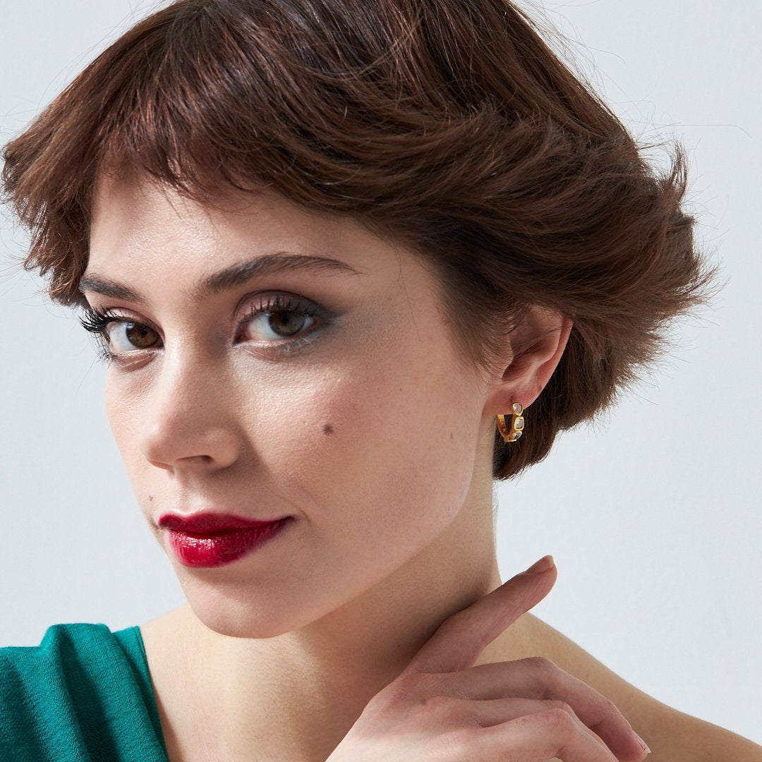 Modern Stone Earrings - 925 Silver