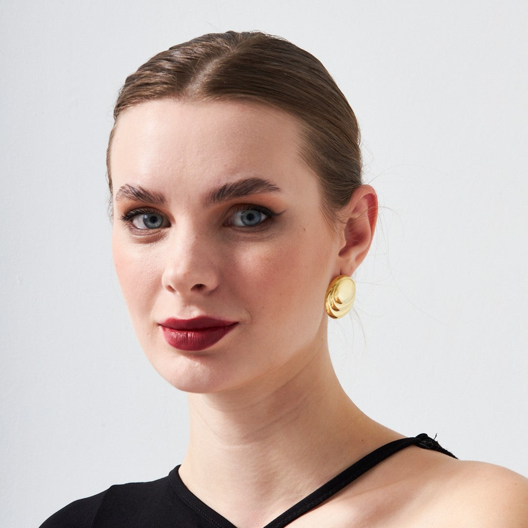 Large Button Earring - 925 SILVER