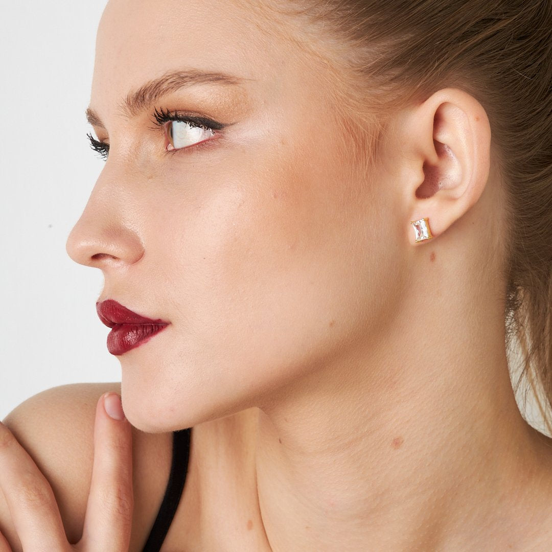 Square Baguette Earrings - 925 Silver