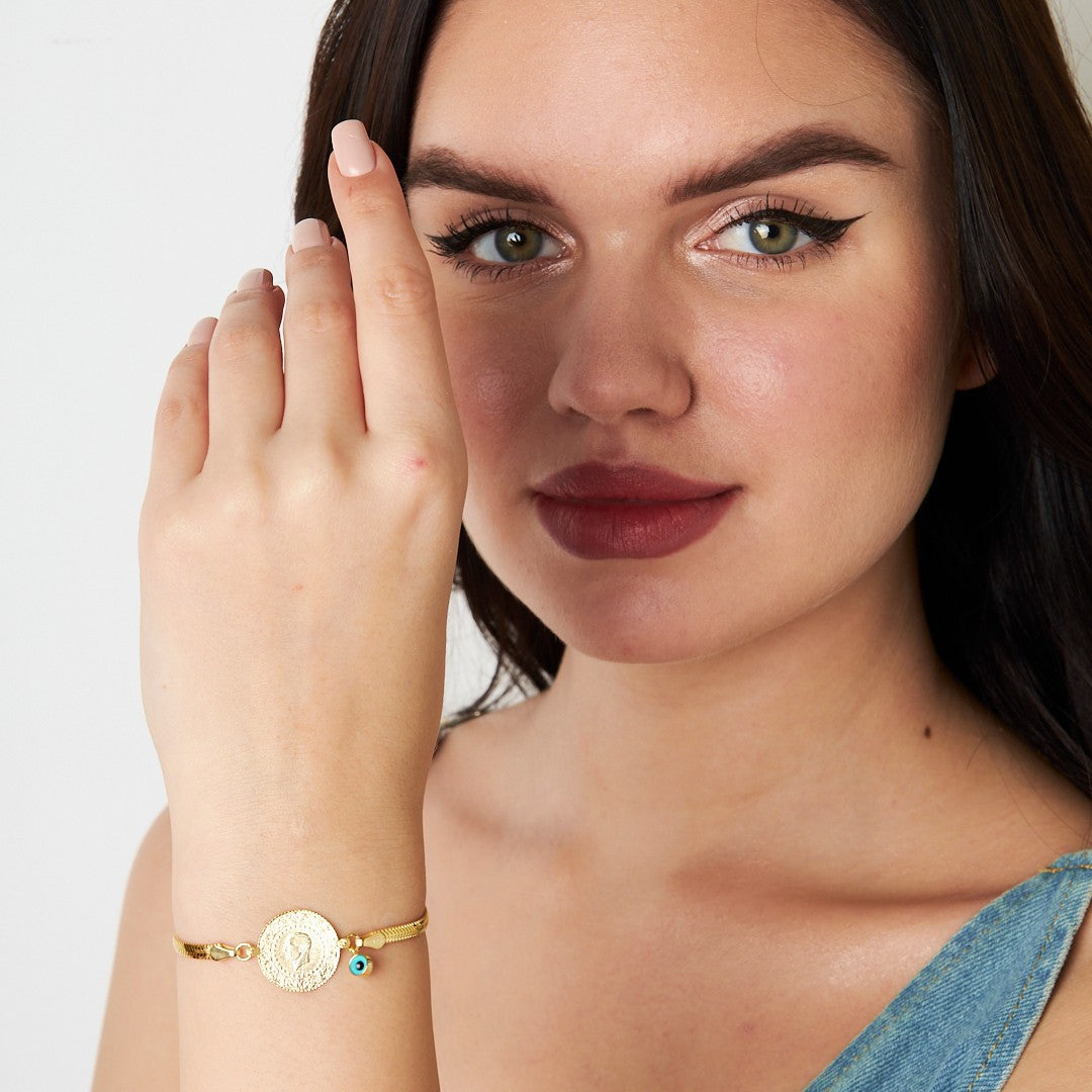 Herringbone Chain Charm Bracelet - 925 SILVER