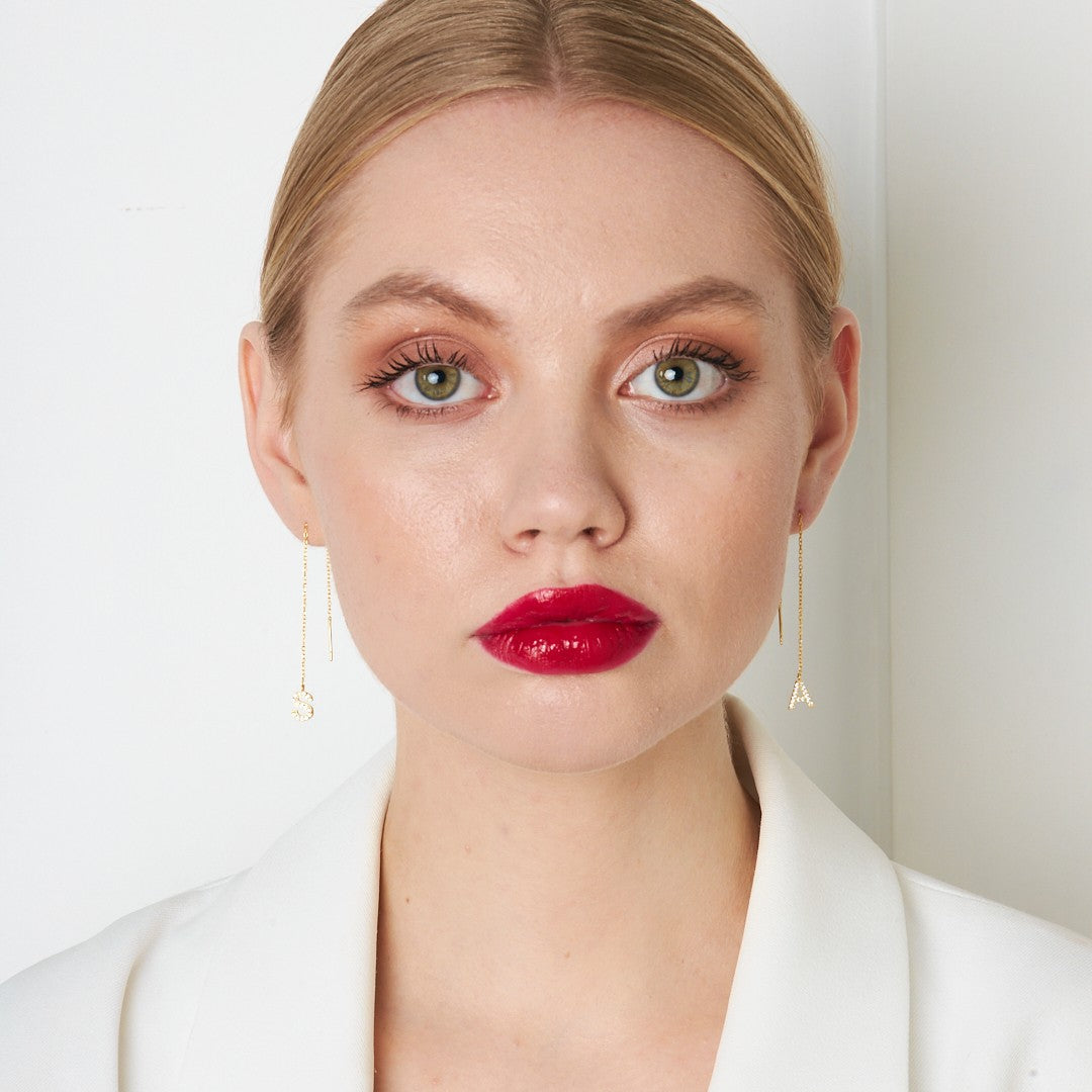 Zircon Stone Dangle Earrings - 925 SILVER