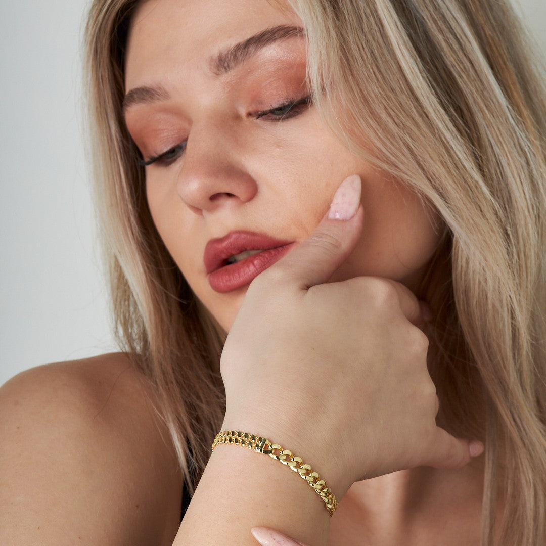 Simple Chain Bracelet with Sequins - 925 SILVER