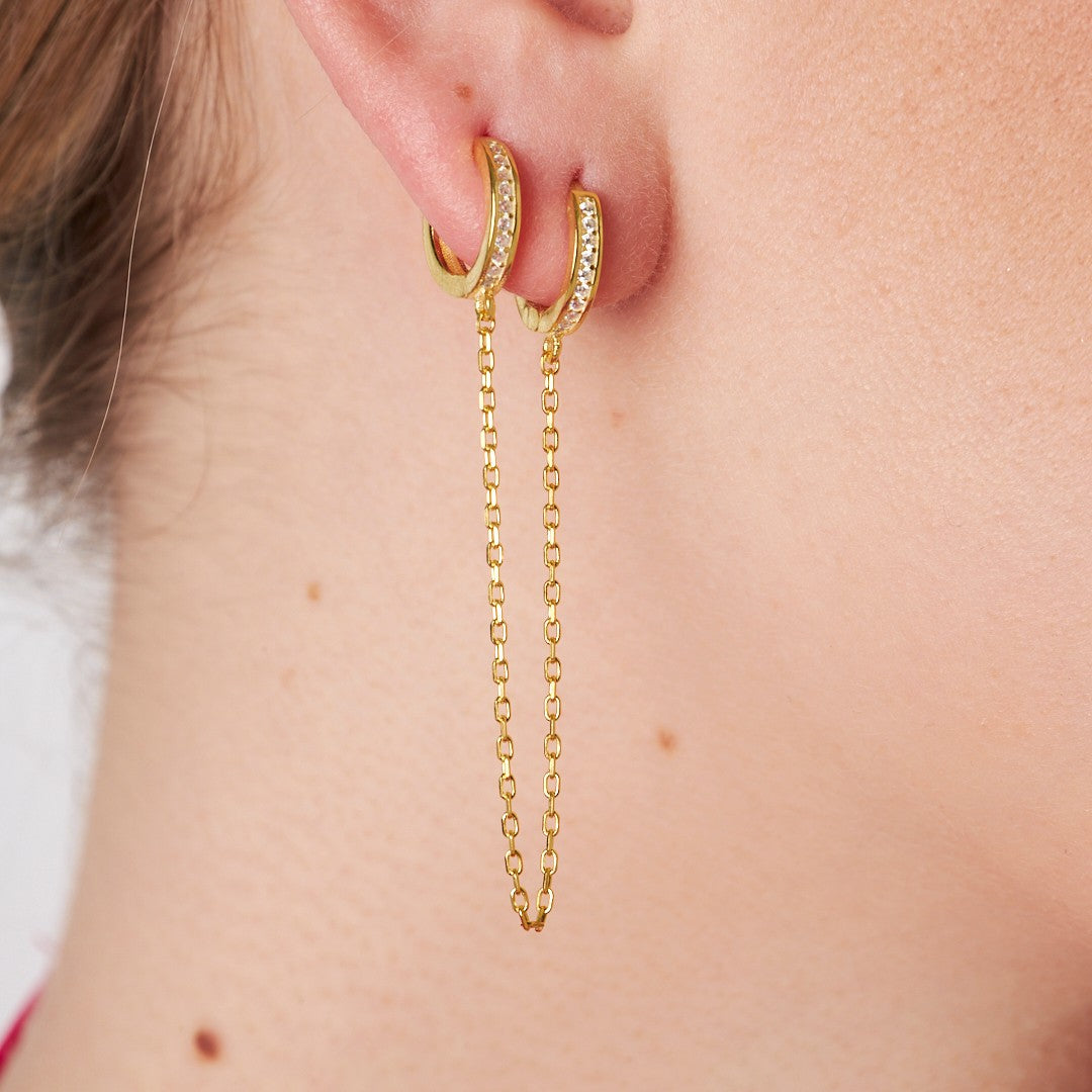 Stone Chain Earrings - 925 SILVER