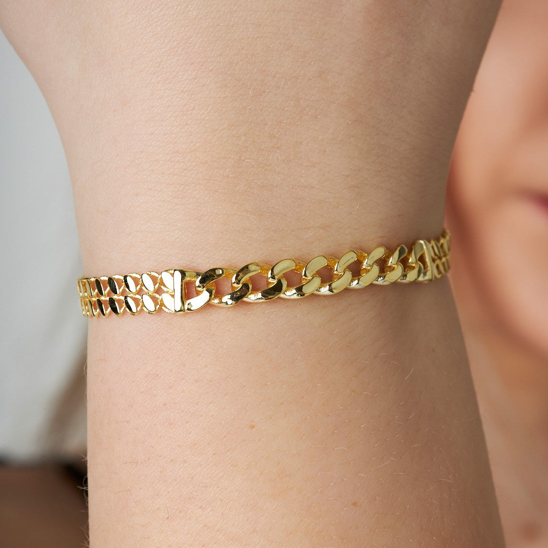 Simple Chain Bracelet with Sequins - 925 SILVER