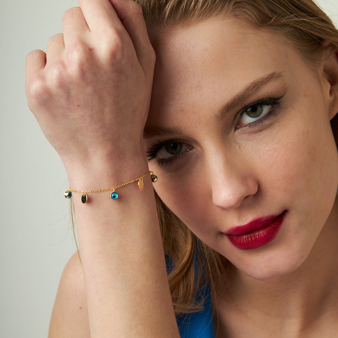 Evil Eye Plate Bracelet - 925 SILVER