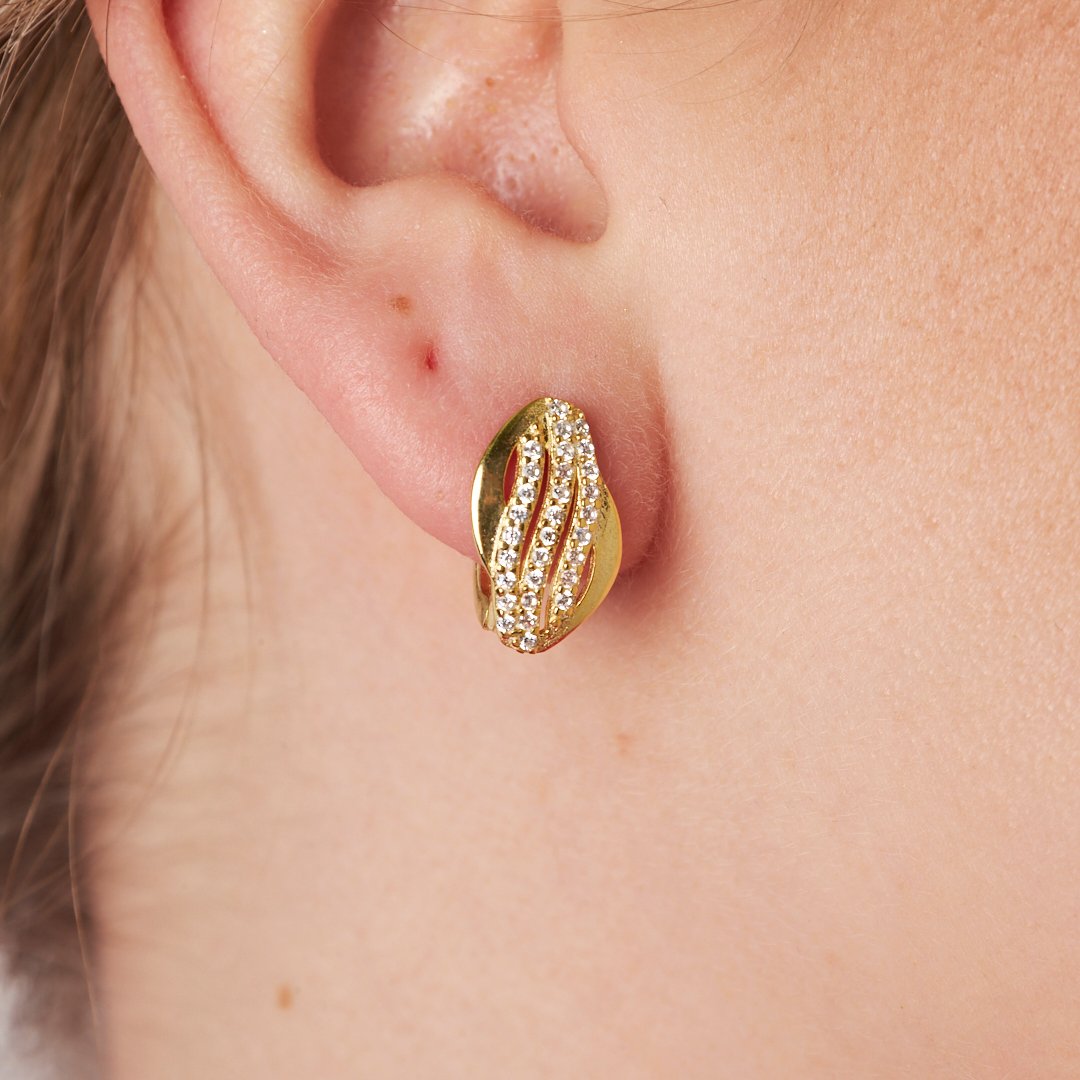 Three Row Stone Earrings - 925 SILVER