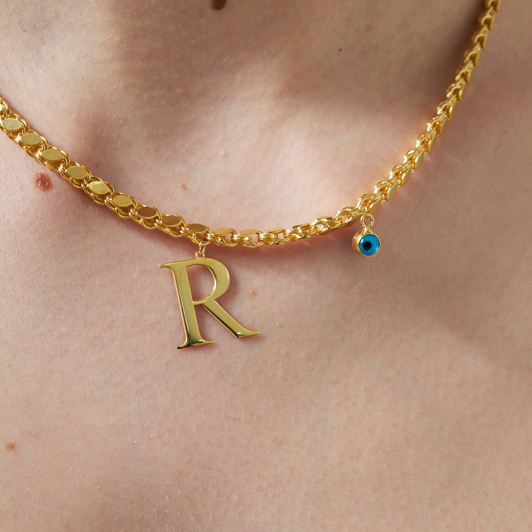 GERSTEN BUCHSTABEN SET MIT NAZAR | 925 SILBER