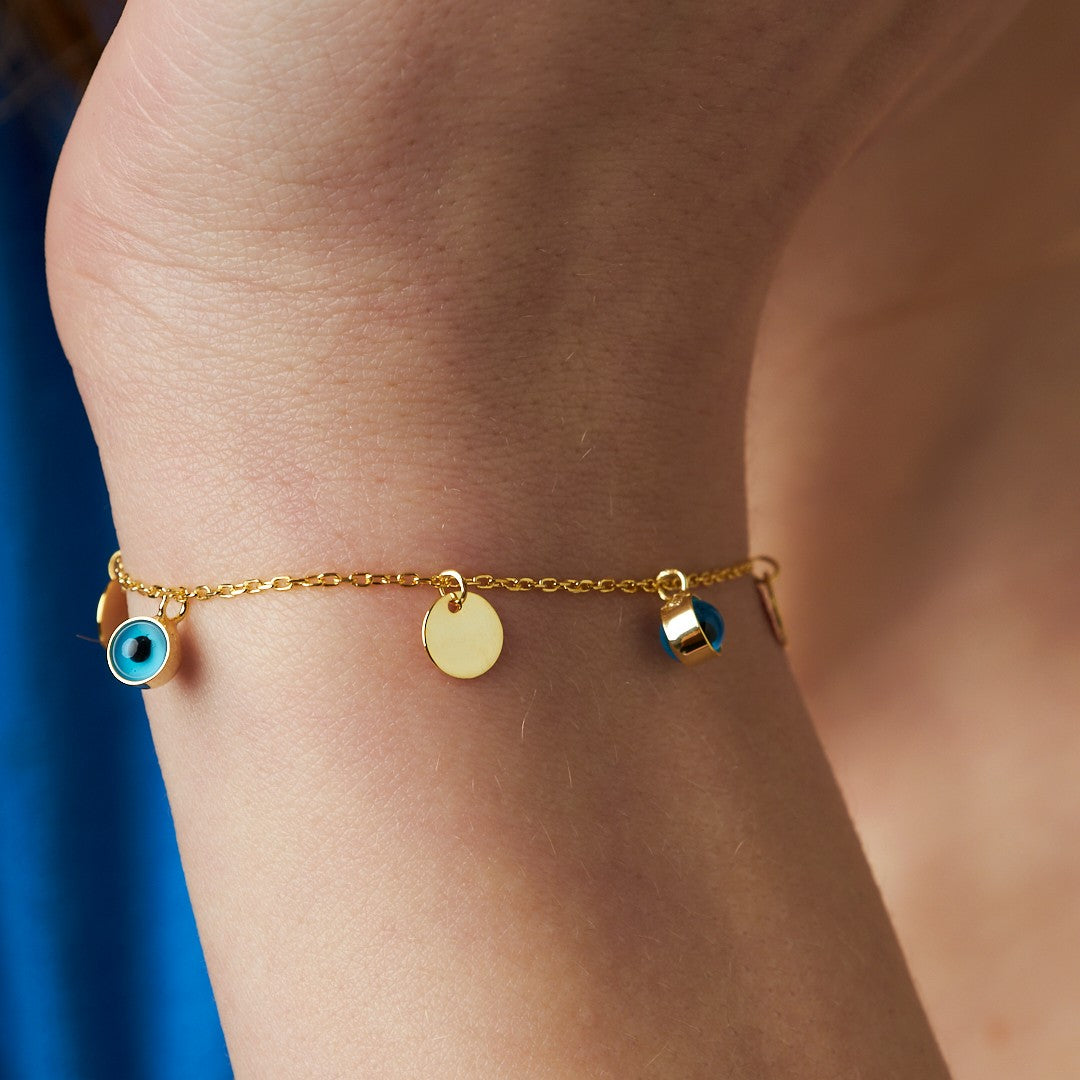 Evil Eye Plate Bracelet - 925 SILVER