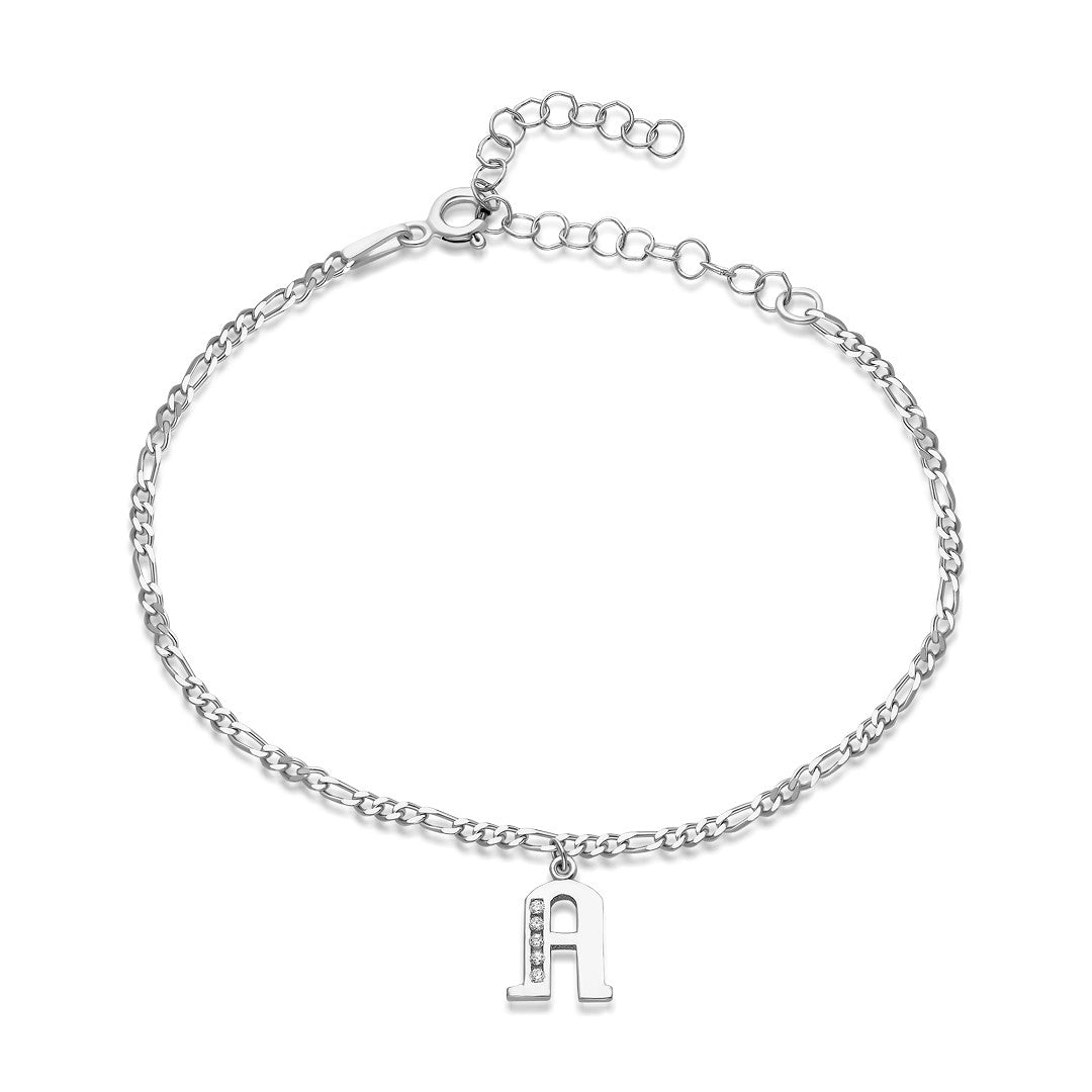 Figaro Letter Chain Bracelet - 925 SILVER