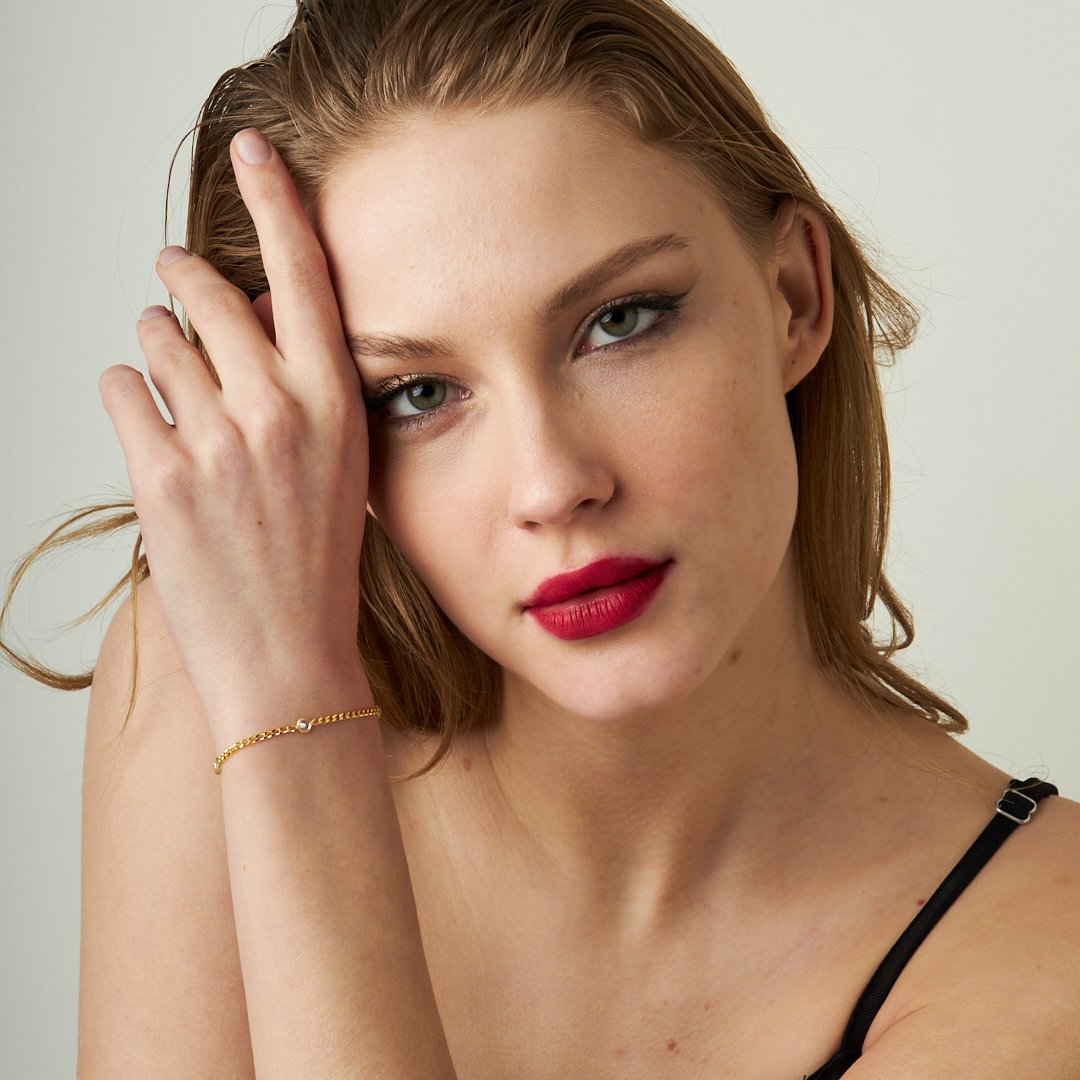 Small Stone Chain Bracelet - 925 SILVER