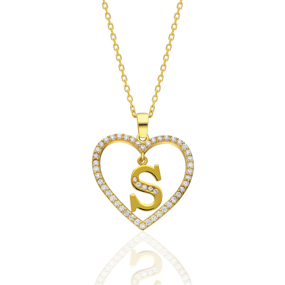 Letter Heart Necklace - 925 Silver