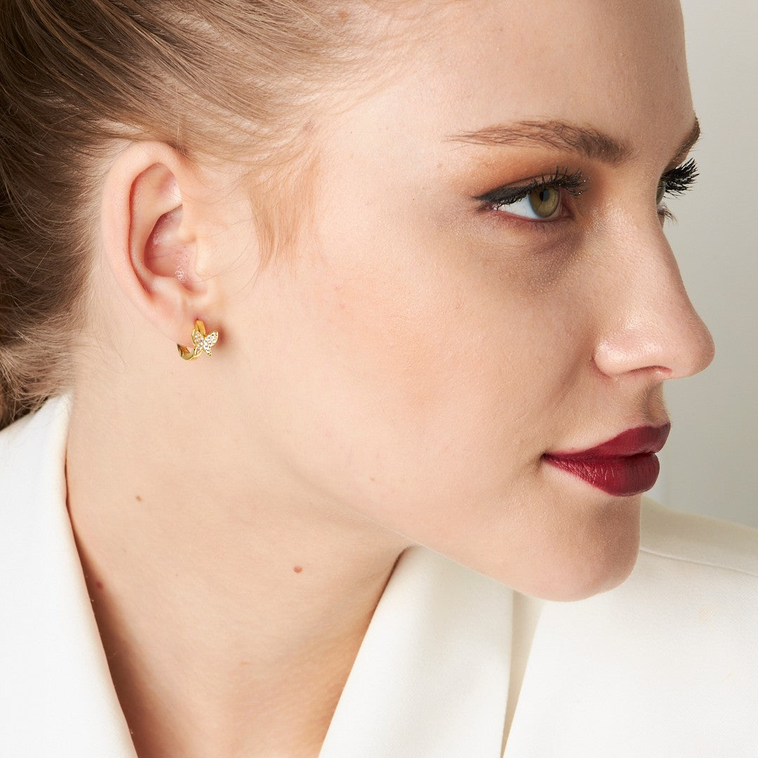 Butterfly Hoop Earrings - 925 Silver