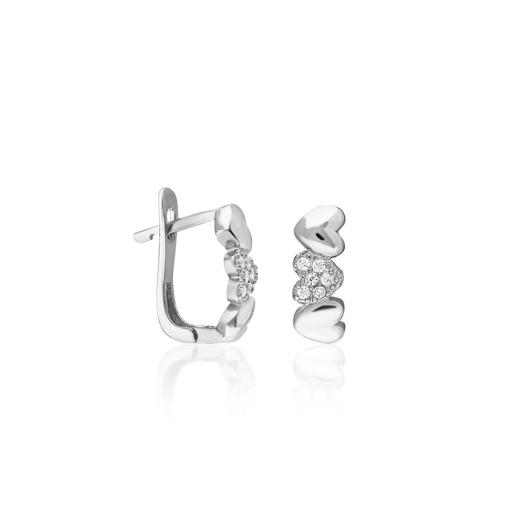 Triple Heart Row Earrings - 925 SILVER