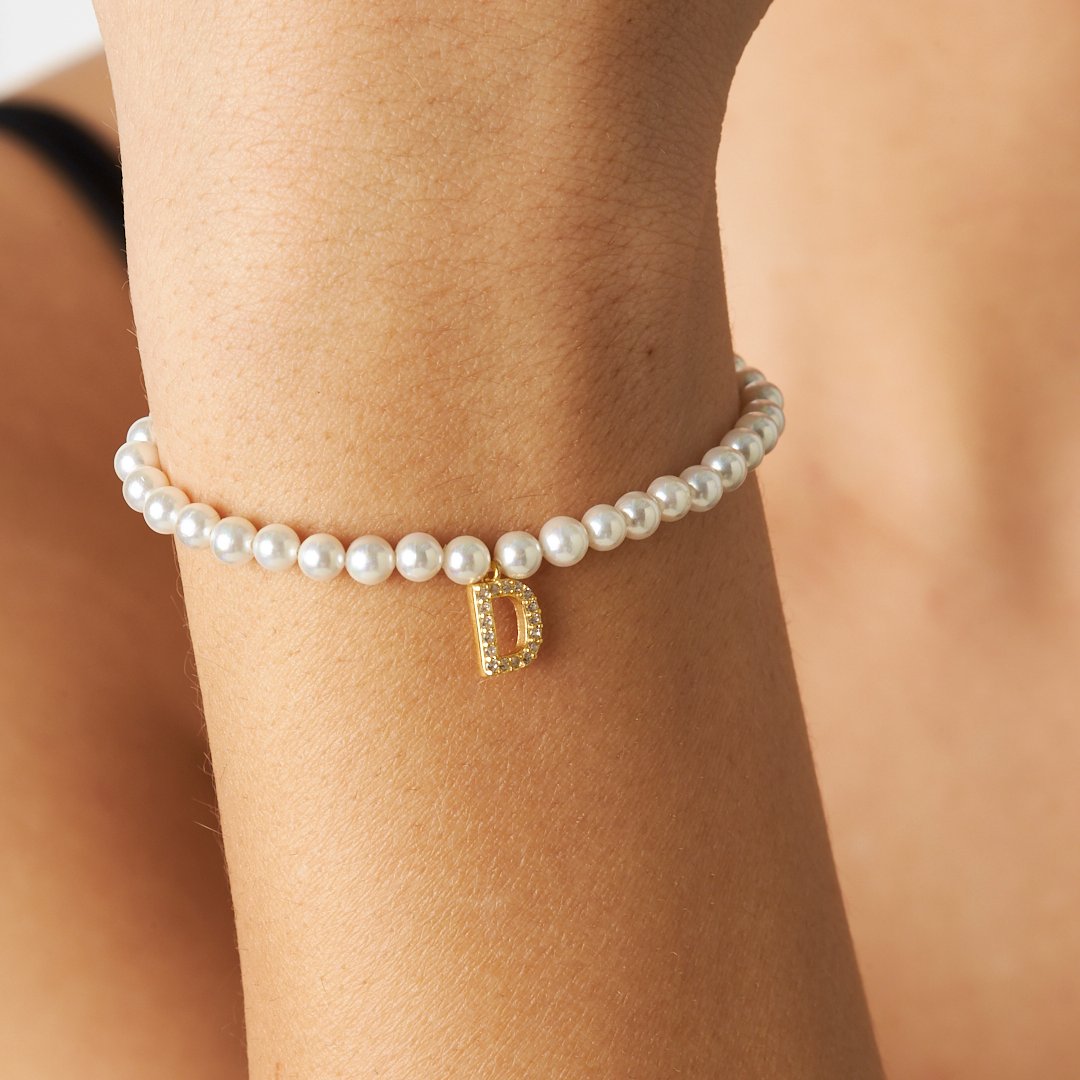 Initial Pearl Bracelet - 925 Silver