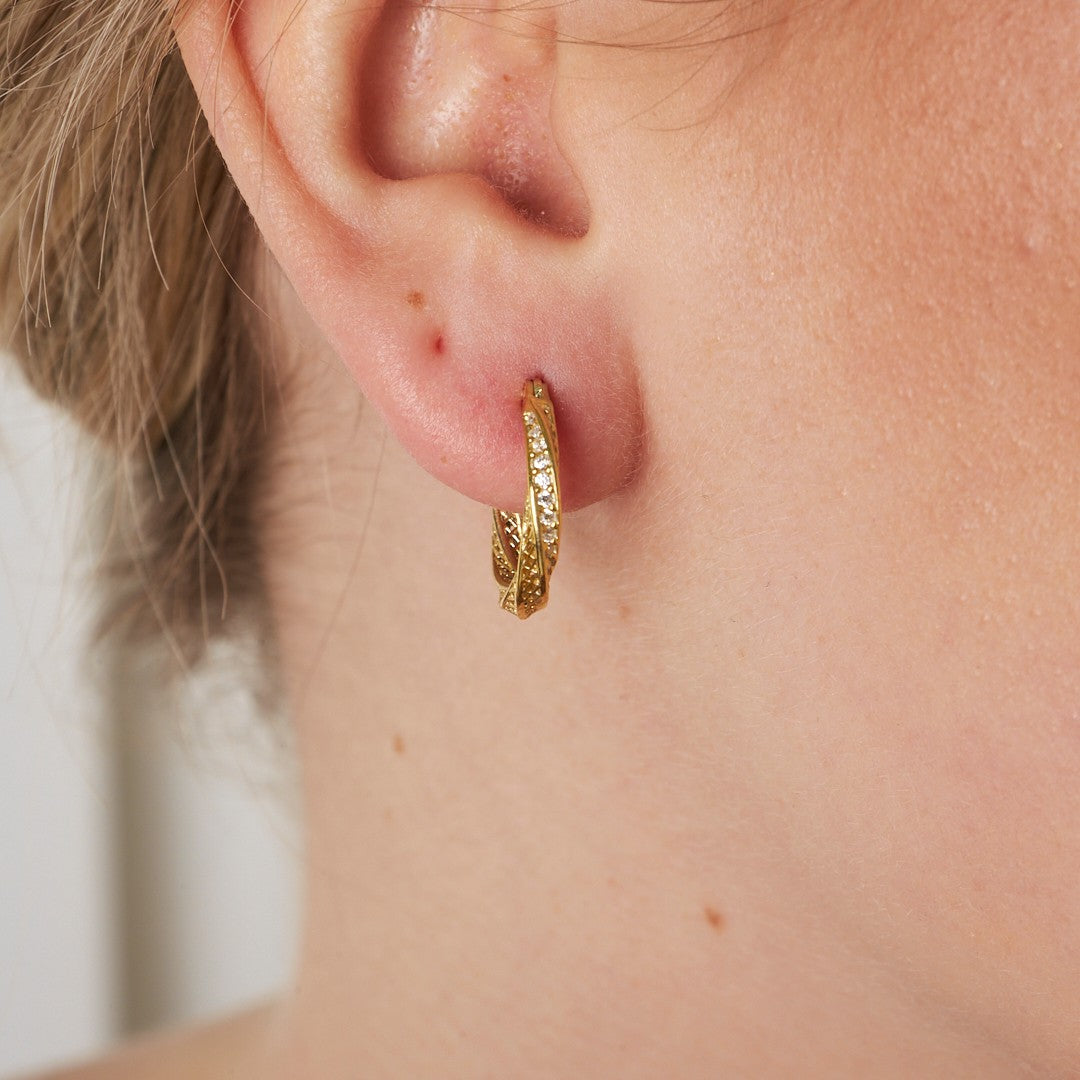 Twisted Stone Earrings - 925 Silver