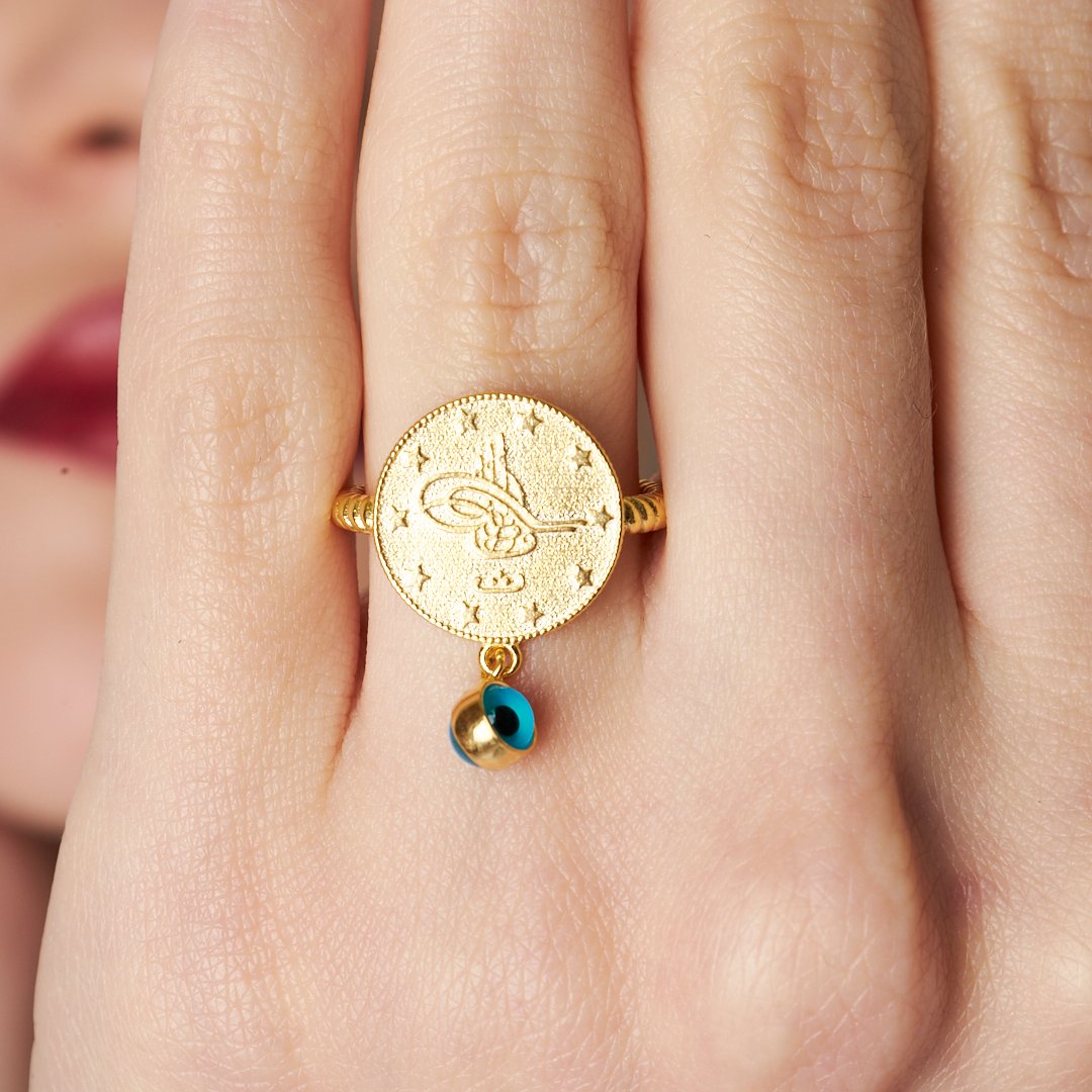 TUGRA RING MIT NAZAR | 925 SILBER