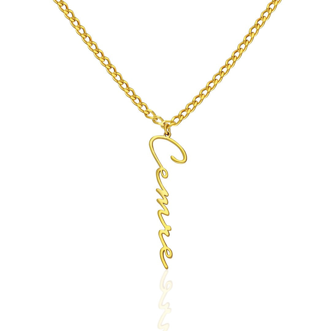 Thick Chain Horizontal Name Necklace - 925 SILVER