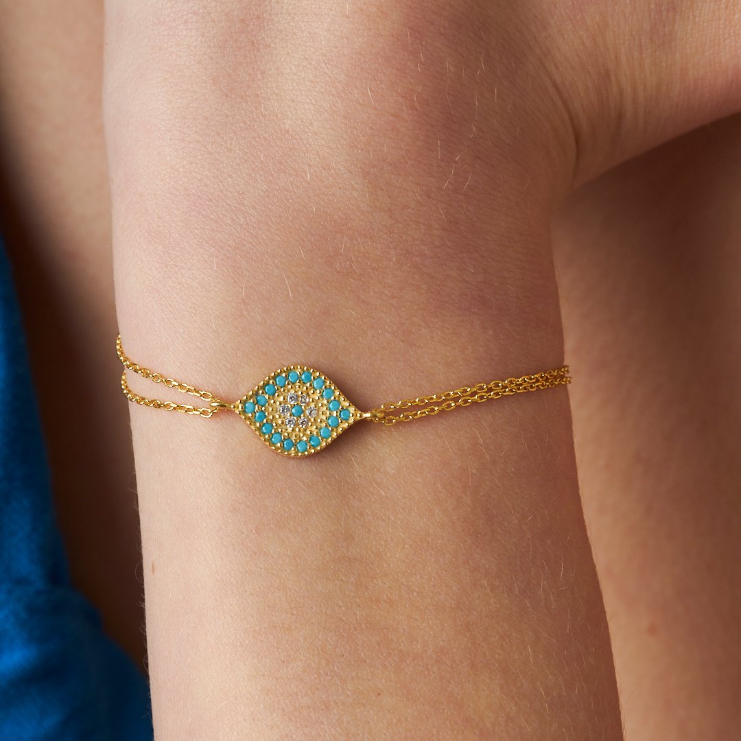 Colorful Stone Eye Bracelet - 925 SILVER