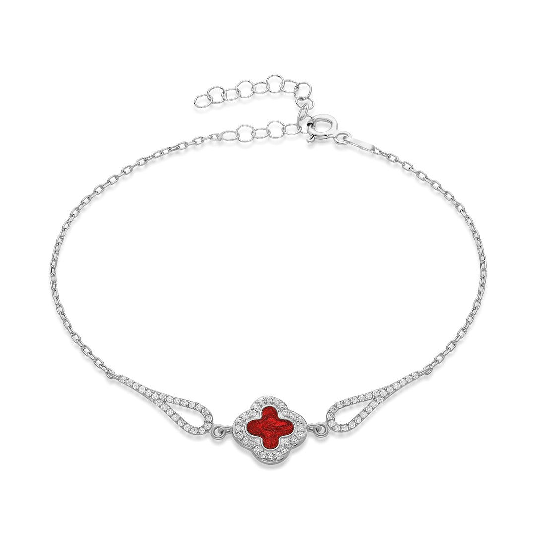 Red Clover Stone Bracelet - 925 SILVER