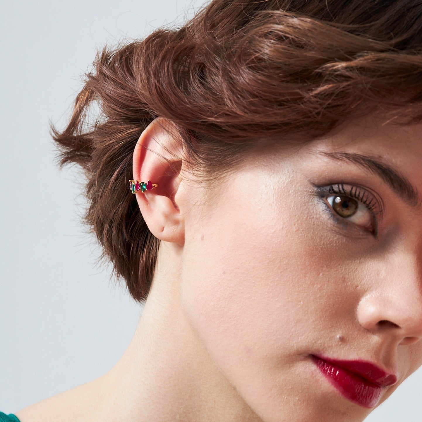 Colorful Teardrop Stone Cartilage Earrings - 925 SILVER