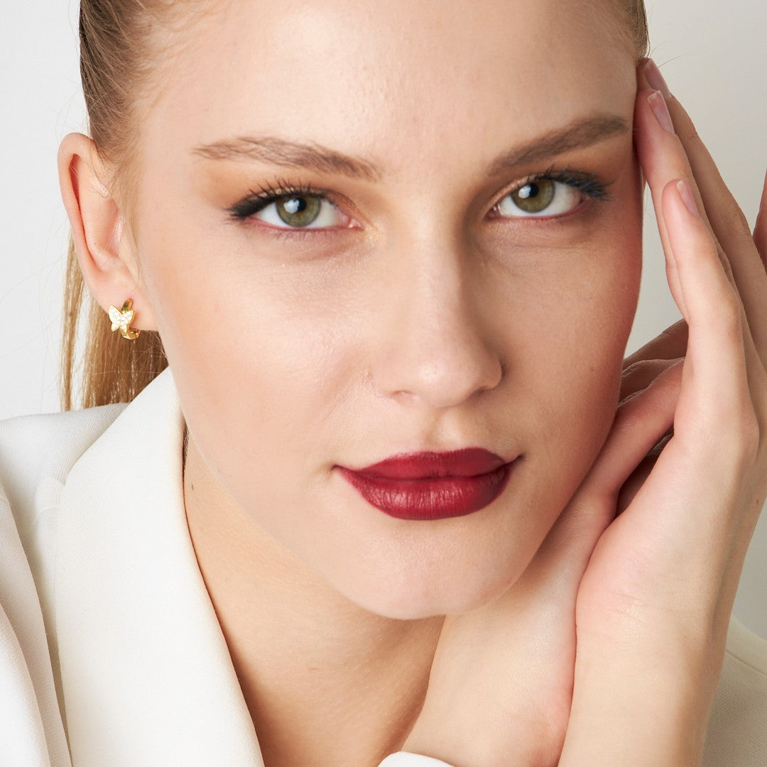 Butterfly Hoop Earrings - 925 Silver