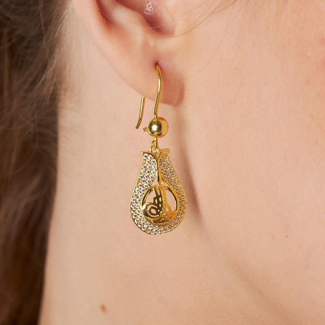 Monogrammed Tulip Earrings - 925 Silver